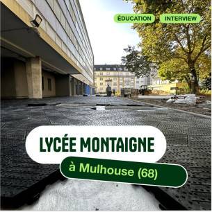 Comment le Lycée Montaigne de Mulhouse transforme-t-il son entrée avec des dalles perméables pour un impact environnemental positif ? Cernay 0